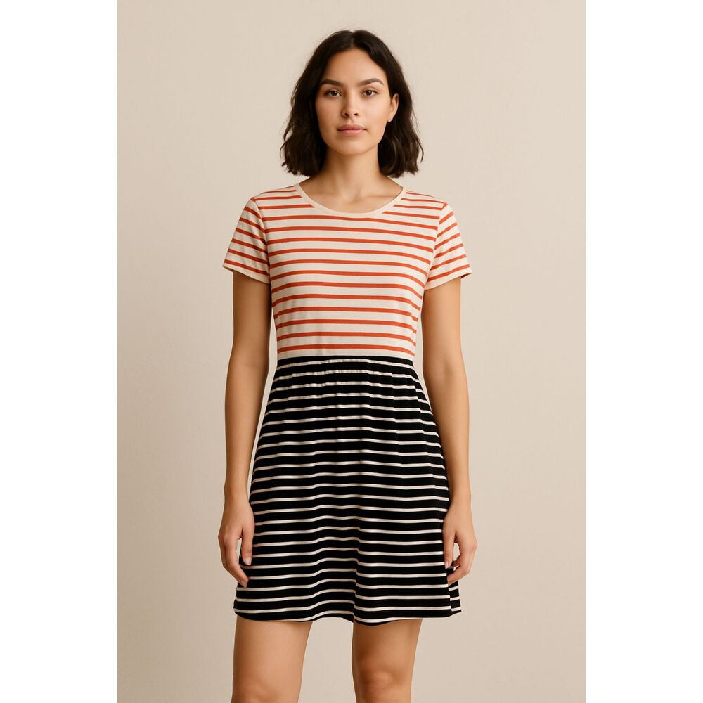 Stussy Blue Red Stripe Short Sleeve Mini Dress Women's Size Medium